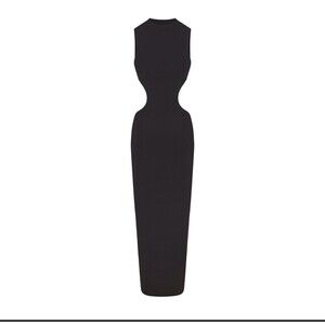 Skims Fits Everybody Cut Out Open Back Dress in Onyx NWT XXS